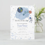 Einladung zur Space Baby Dusche (Stehend Vorderseite)
