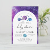 Einladung zur Space Baby Dusche | Space Baby Dusch (Stehend Vorderseite)