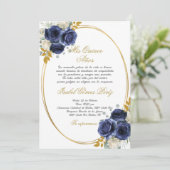 Einladung zur spanischen Marine Blue Quinceanera (Stehend Vorderseite)