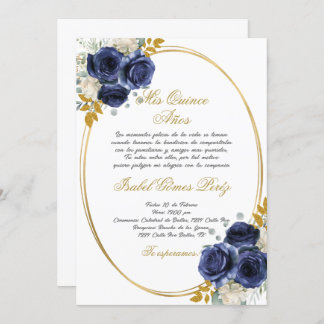 Einladung zur spanischen Marine Blue Quinceanera
