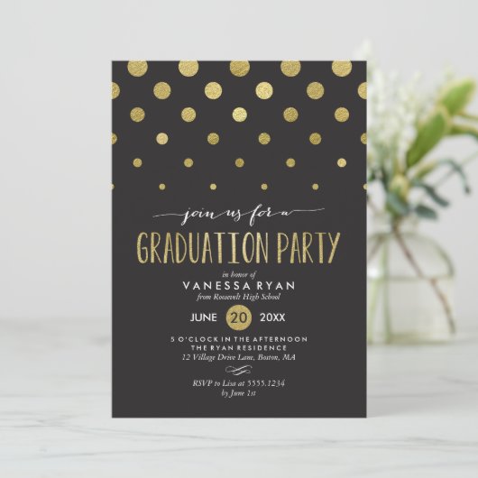Einladung zur Sparkle Dots Graduation Party (Stehend Vorderseite)