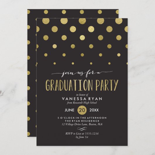 Einladung zur Sparkle Dots Graduation Party (Vorne/Hinten)