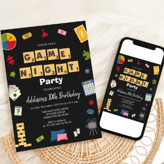 Einladung zur Spielnacht-Party für Kindergeburtsta