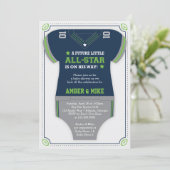 Einladung zur Sporthinderdusche, blau, grün (Stehend Vorderseite)