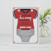 Einladung zur Sporthinderdusche, Fußball, Rot-Schw (Stehend Vorderseite)