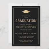 Einladung zur Sporty Black Gold Graduation Party (Vorderseite)