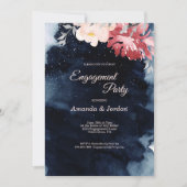 Einladung zur Starry Night Floral Engagement Party (Vorderseite)