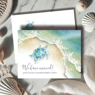 Einladung zur Strand-Housewarming-Party Meeresschi Postkarte