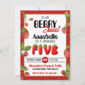 Einladung zur Strawberry Five Birthday Party (Vorderseite)