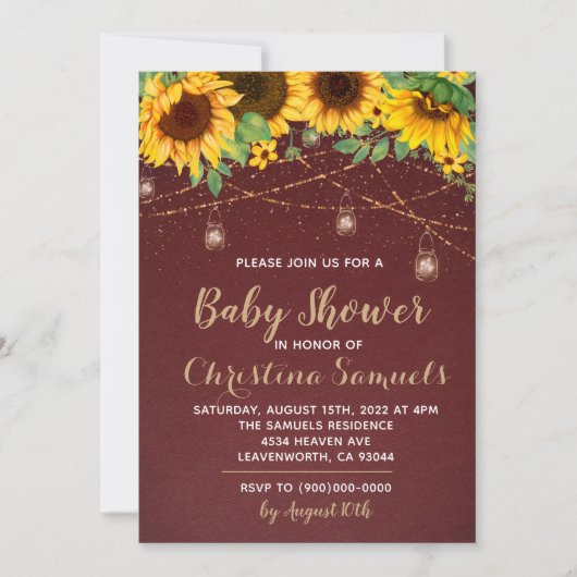 Einladung zur String Light Baby Dusche (Vorderseite)