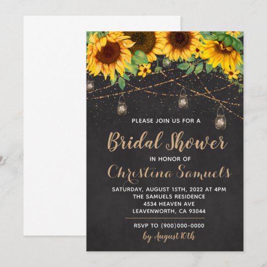 Einladung zur String Light Bridal Dusche (Vorne/Hinten)