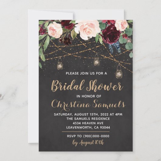 Einladung zur String Light Bridal Dusche (Vorderseite)