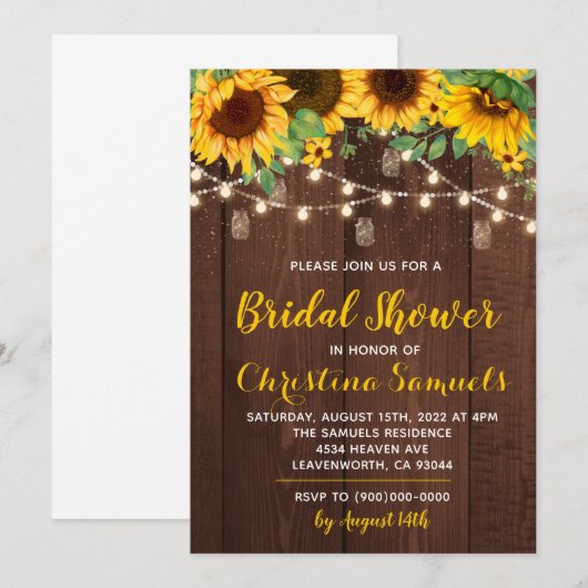 Einladung zur String Light Bridal Dusche (Vorne/Hinten)