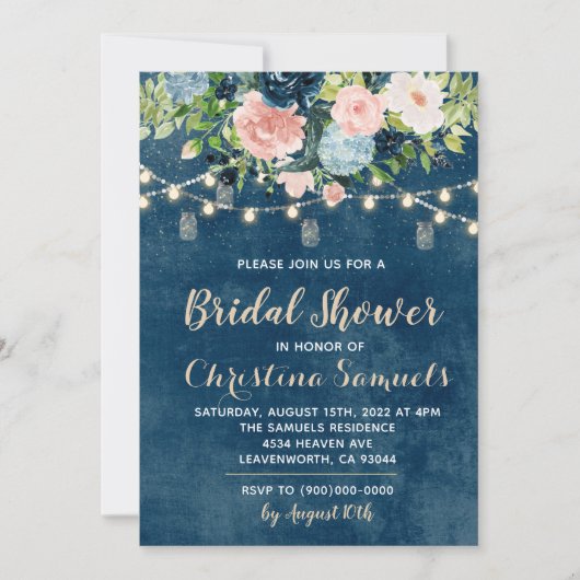 Einladung zur String Light Bridal Dusche (Vorderseite)