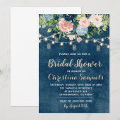 Einladung zur String Light Bridal Dusche (Vorne/Hinten)