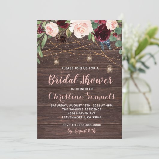 Einladung zur String Light Bridal Dusche (Stehend Vorderseite)