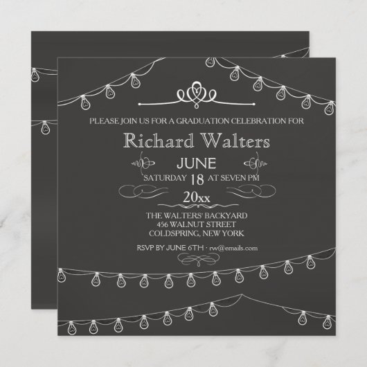 Einladung zur Strung Lights Graduation Party (Vorne/Hinten)