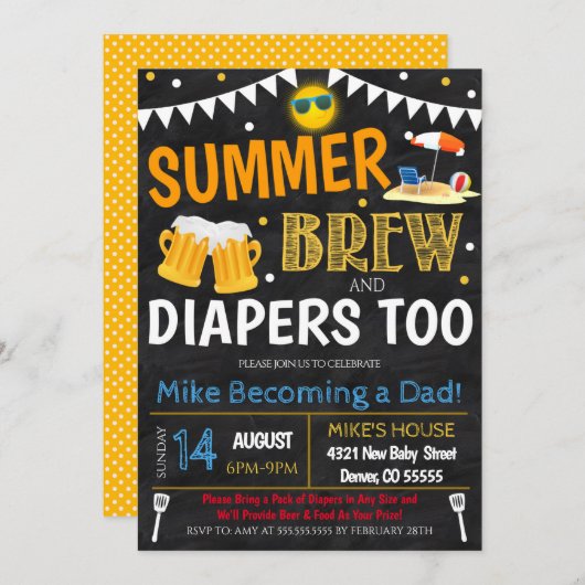 Einladung zur Summer Beer Baby Dusche (Vorne/Hinten)