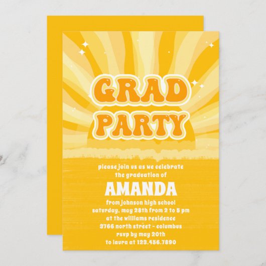 Einladung zur Sunshine Yellow Graduation Party (Vorne/Hinten)