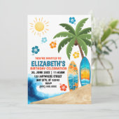 Einladung zur Surf-Geburtstagsfeier (Stehend Vorderseite)