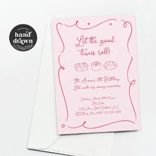 Einladung zur Sushi-Party für rosa Mädchen