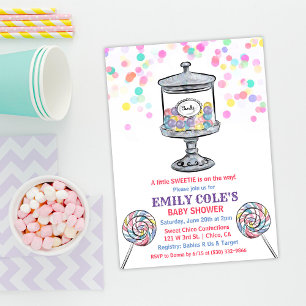 Einladung zur süßen Babyparty mit Bonbonglas