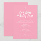 Einladung zur Taufe auf rosa Text (Vorne/Hinten)