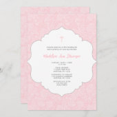 Einladung zur Taufe des rosa Damastes (Vorne/Hinten)