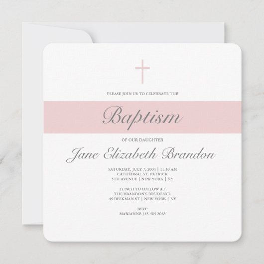 Einladung zur Taufe des rosa Sash (Vorderseite)