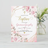 Einladung zur Taufe des Soft Blush Rosa Girl (Stehend Vorderseite)