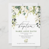 Einladung zur Taufe für Weiße Rosen (Vorderseite)