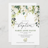 Einladung zur Taufe für Weiße Rosen (Vorne/Hinten)