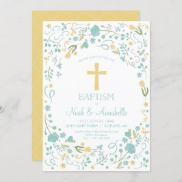 Einladung zur Taufe - Neutrales Geschlechtskreuz,
