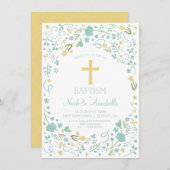 Einladung zur Taufe - Neutrales Geschlechtskreuz, (Vorne/Hinten)