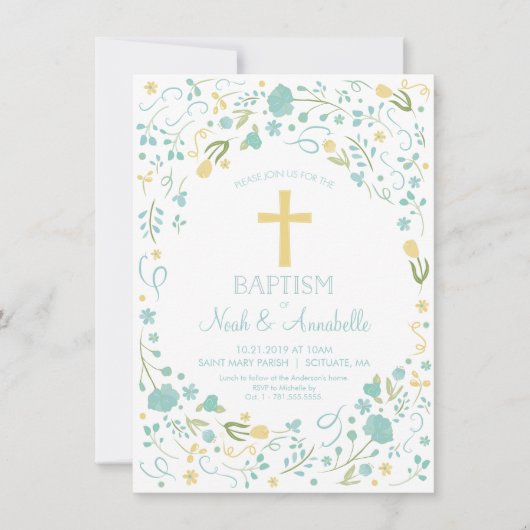 Einladung zur Taufe - Neutrales Geschlechtskreuz, (Vorderseite)