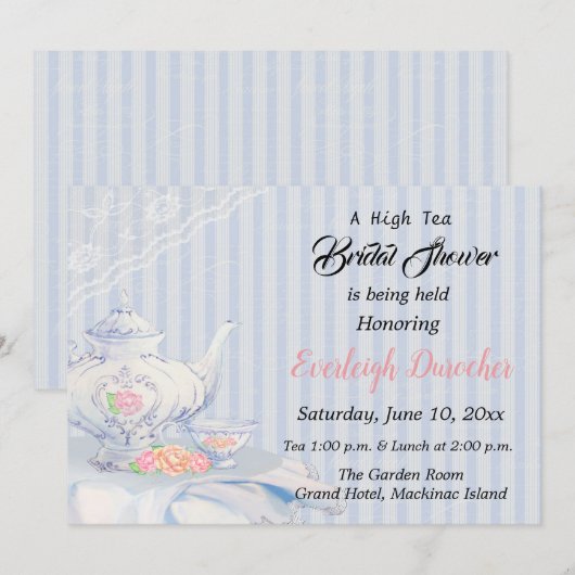 Einladung zur Tea Bridal Dusche (Vorne/Hinten)