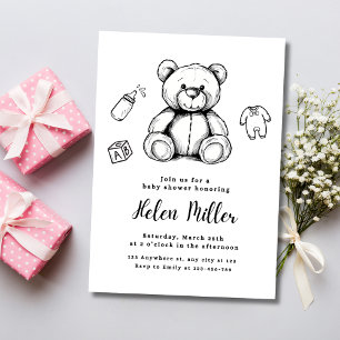 Einladung zur Teddybären-Babyparty, Minimalistisch