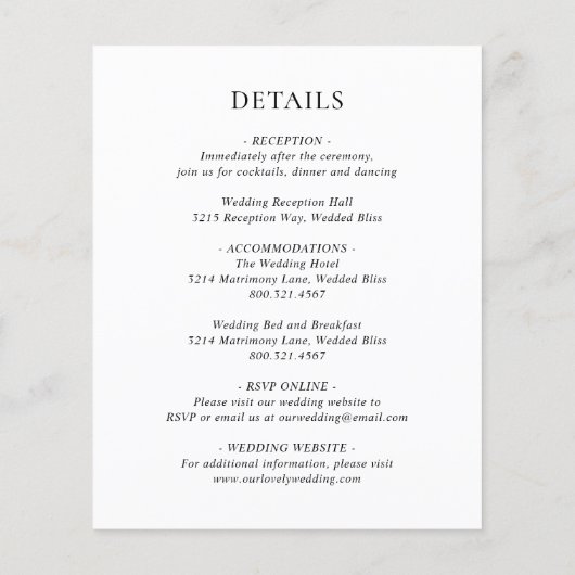 Einladung zur traditionellen Schwarz-Weiß-Hochzeit (Rückseite)