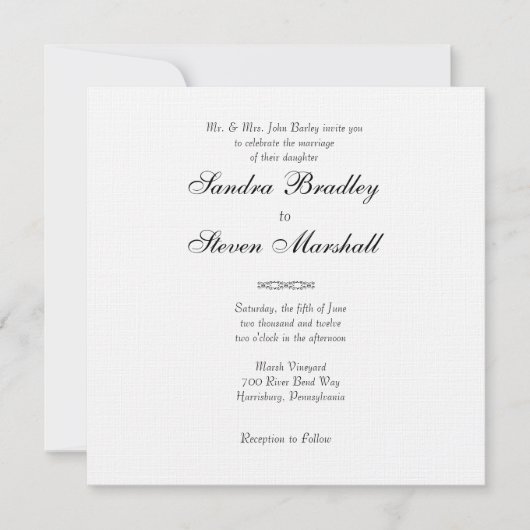 Einladung zur traditionellen weißen Hochzeit (Vorderseite)