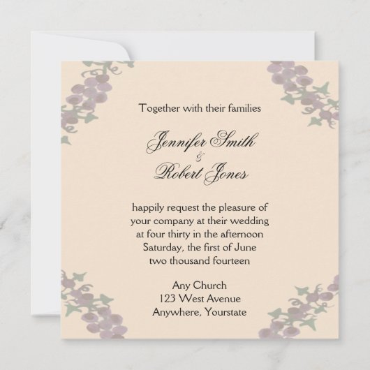 Einladung zur Trauung von Grapevine (Rückseite)