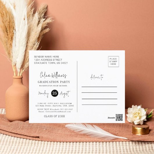 Einladung zur Trendy Foto Graduation Party Postkarte