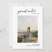 Einladung zur Trendy Script Foto Graduation Party (Vorderseite)