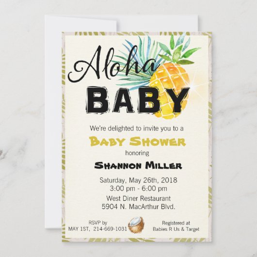 Einladung zur Tropical Baby Shower (Vorderseite)