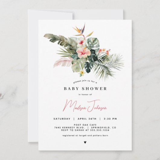 Einladung zur Tropical Baby Shower (Vorderseite)