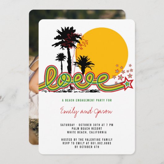 Einladung zur "Tropical Liebe Palm Tree Engagement (Vorne/Hinten)