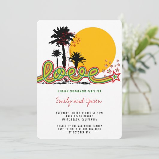 Einladung zur "Tropical Liebe Palm Tree Engagement (Stehend Vorderseite)