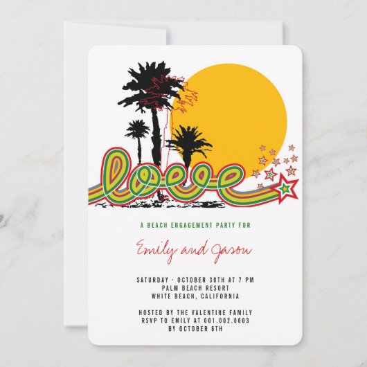 Einladung zur "Tropical Liebe Palm Tree Engagement (Vorderseite)