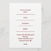 Einladung zur Tropical Pool Party – Süße Wasserfar (Rückseite)