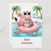 Einladung zur Tropical Pool Party – Süße Wasserfar (Vorne/Hinten)