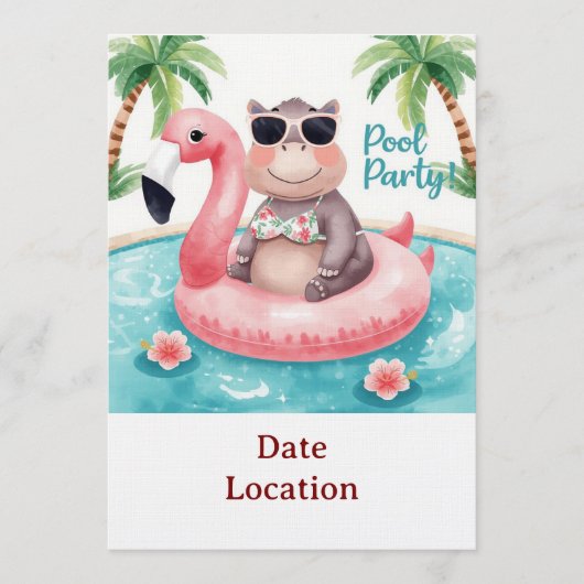 Einladung zur Tropical Pool Party – Süße Wasserfar (Vorderseite)